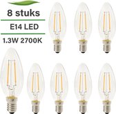 E14 LED lamp - 8-pack - Kaarslamp - 1.3W - 2700K warm wit