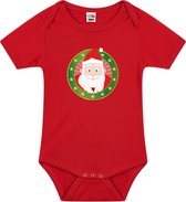 Kerst baby rompertje met kerstman rood jongens en meisjes - Kerstkleding baby 56 (1-2 maanden)