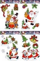 5x stuks kerst raamstickers kerstman plaatjes set - Raamdecoratie kerst - Kinder kerststickers