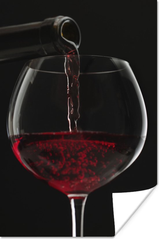 Poster Plaatje van wijn die in wijnglas wordt gegoten - 20x30 |