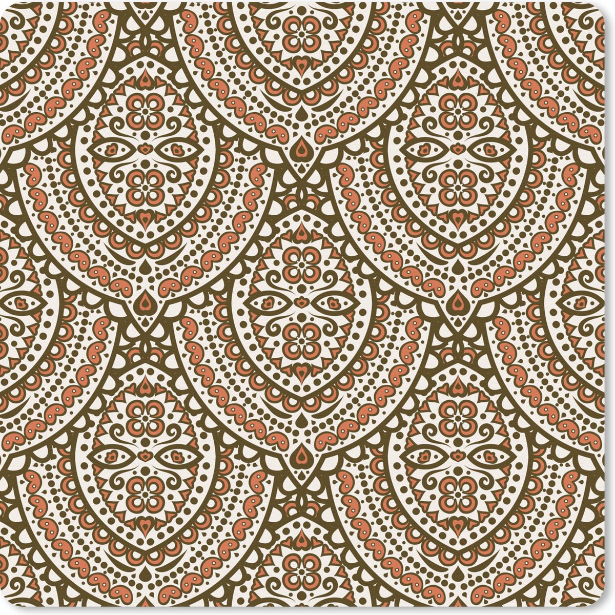 Muismat 20x20 cm - Mousepad Patronen - Oranje - Bruin - Muismatten