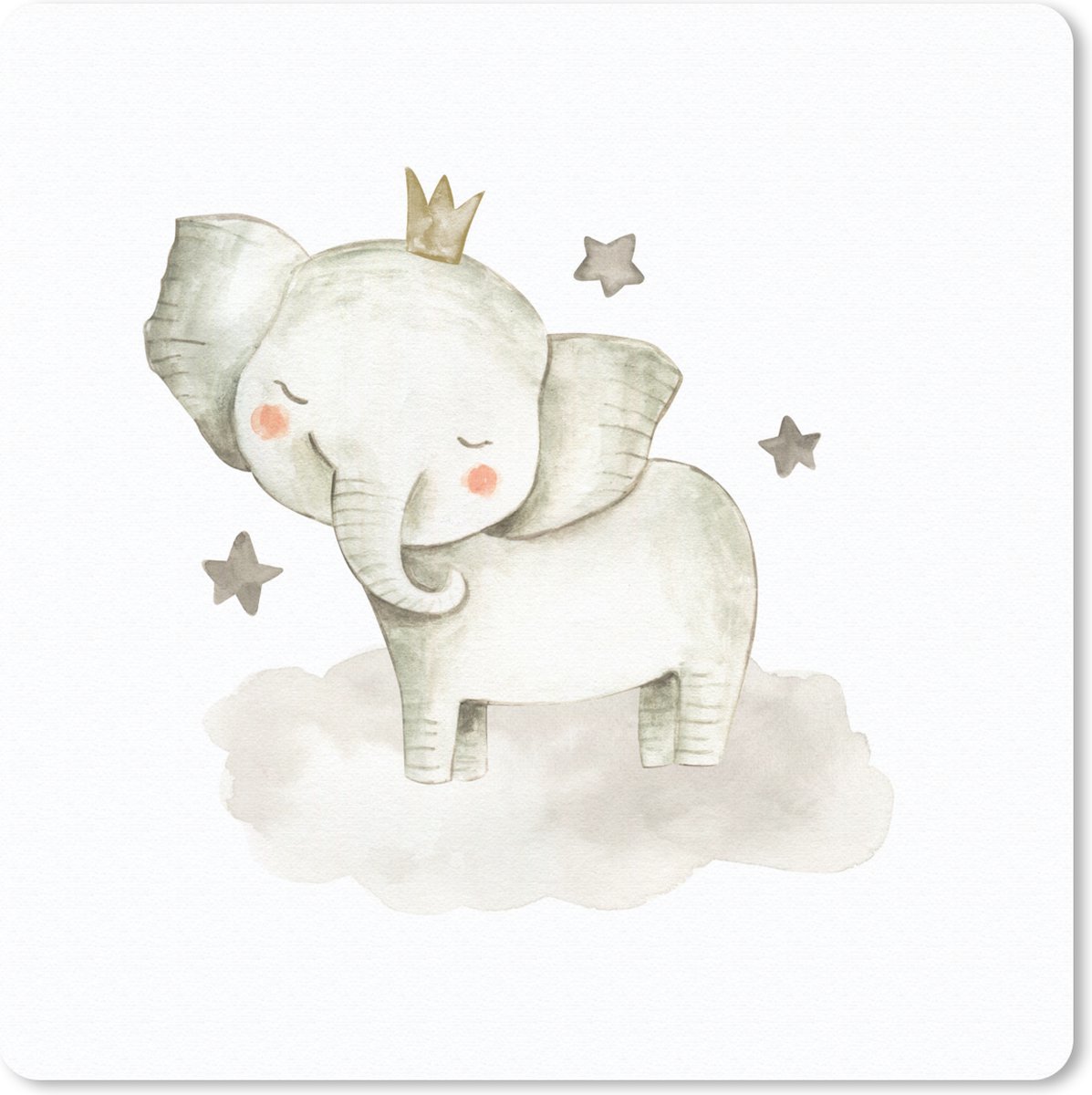 Muismat 30x30 cm - Mousepad Jungle - Olifant - Kroon - Muismatten