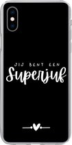 Geschikt voor iPhone Xs Max hoesje - Quotes - Jij bent een superjuf - Spreuken - Juf - Siliconen Telefoonhoesje