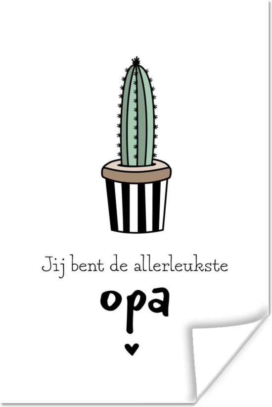 Poster Opa - Quotes - Jij bent de allerleukste opa - Spreuken - 20x30 cm - Vaderdag cadeau - Geschenk - Cadeautje voor hem - Tip - Mannen