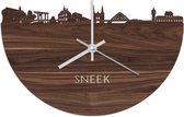 Skyline Klok Sneek Notenhout - Ø 40 cm - Woondecoratie - Wand decoratie woonkamer - WoodWideCities