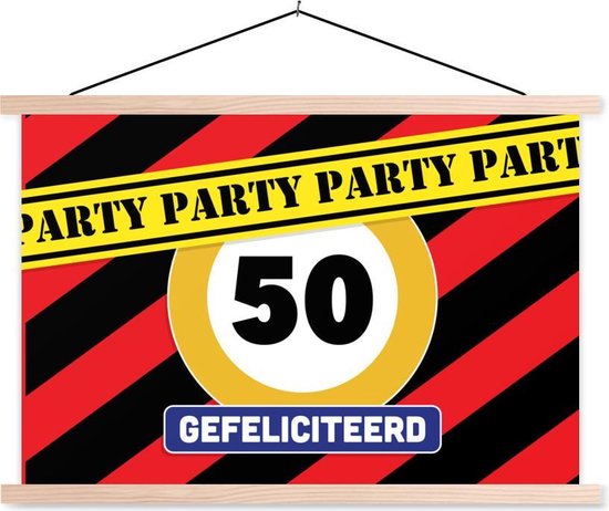 Porte-affiche avec affiche - Affiche scolaire - Anniversaire - Décoration 50 ans - Anniversaire - 150x100 cm - Lattes vierges