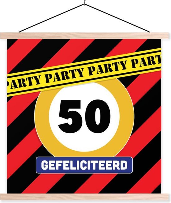 Porte-affiche avec affiche - Affiche scolaire - Anniversaire - Décoration 50 ans - Anniversaire - 60x60 cm - Lattes vierges