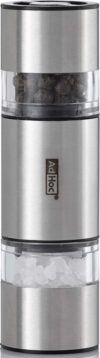 AdHoc Duomill Mini Peper- en Zoutmolen 2-in-1 – CeraCut Keramisch Maalwerk – RVS – 11 cm