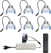 Ledisons LED Inbouwspots met Afstandsbediening - Varese Zilver Set met 7 spotjes met Driver - Dimbaar Niet verstelbaar IP54 3W 2700K Warm wit licht 240V 45 Stralingshoek >80 CRI Tr