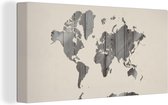Wanddecoratie Wereldkaart - Hout - Design - Canvas - 40x20 cm