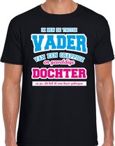 Ik ben de trotse vader van dochter cadeau t-shirt - zwart voor heren - verjaardag / bedankt shirt / vaderdag S