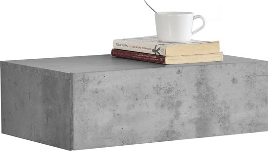 Wandplank lade zwevend 46x30x15 cm betonkleurig | bol.com