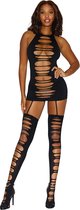 Opaque Slash Garter Dress Dmd - OS - Black - Maat  OS