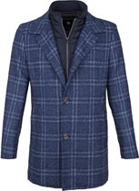 Suitable - Geke Coat Wolmix Ruit Blauw - Heren - Maat 50 - Modern-fit
