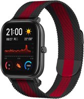 Milanees Smartwatch bandje - Geschikt voor  Xiaomi Amazfit GTS Milanese band - zwart/rood - Strap-it Horlogeband / Polsband / Armband