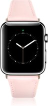 Geschikt voor Apple Watch Bandje - Nude Roze - Full-Grain Leer - 42/44/45/49mm - incl. Rosé Gold Connectors Met Gesp - Oblac®