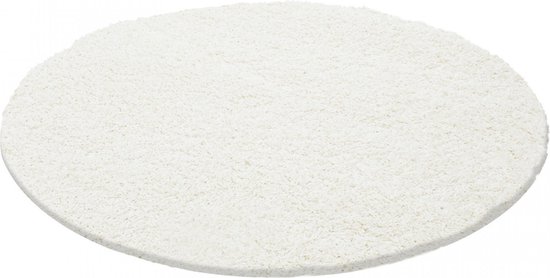 Tapijtenloods Dream Rond Shaggy vloerkleed Creme Hoogpolig- 80 CM ROND