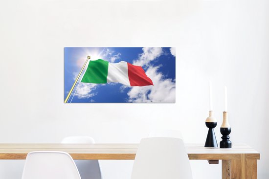 Décoration murale Métal - Peinture Aluminium Industriel - Le drapeau de l'Italie agitant dans les airs - 120x60 cm - Dibond - Photo sur aluminium - Décoration murale industrielle - Pour le salon/chambre