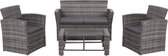 Decoways - 4-delige Loungeset met kussens poly rattan grijs