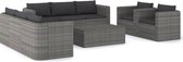 Decoways - 9-delige Loungeset met kussens poly rattan grijs