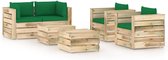Decoways - 6-delige Loungeset met kussens groen geïmpregneerd hout