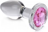 Pink Gem Anaalplug Van Glas Met Steentje - Medium