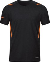 Jako Challenge T-Shirt Dames - Zwart Gemeleerd / Fluo Oranje | Maat: 36