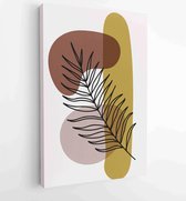 Botanische muur kunst vector set. Earth tone boho gebladerte lijntekeningen tekenen met abstracte vorm. 1 - Moderne schilderijen – Verticaal – 1866300577 - 40-30 Vertical