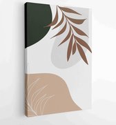 Earth tone boho gebladerte lijntekeningen tekenen met abstracte vorm. Abstract Plant Art-ontwerp voor print, omslag, behang, minimale en natuurlijke kunst aan de muur. 3 - Moderne schilderijen – Verticaal – 1839106015 - 40-30 Vertical