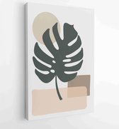 Botanische muur kunst vector set. Tropische gebladerte lijntekeningen tekenen met abstracte vorm. 3 - Moderne schilderijen – Verticaal – 1810070350 - 50*40 Vertical