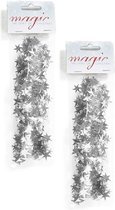 6x stuks kerstslinger zilver 750cm - Guirlande folie lametta - Zilveren kerstboom versieringen