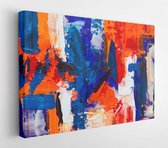 Blauw oranje en wit abstract schilderij - Modern Art Canvas - 1468389 - 115*75 Horizontal