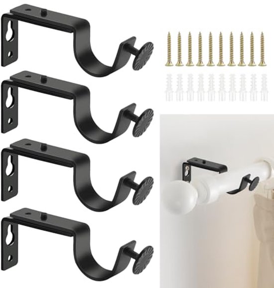 Garderobe Rail Beugels 25 Mm RVS - Heavy Duty U-vormige Steunen Voor Kast En Gordijn
