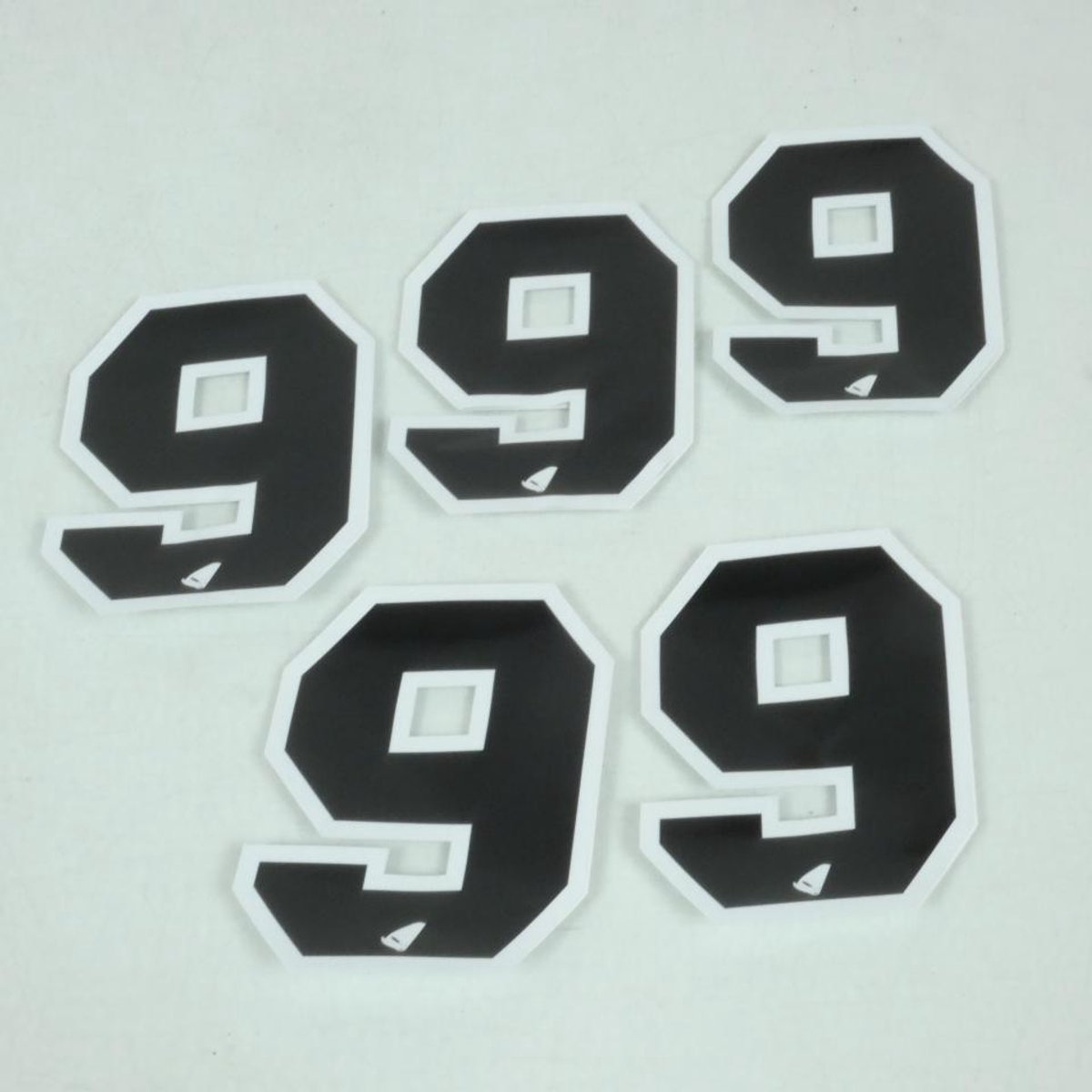 5 Autocollants stickers UFO pour moto Numero 9 noir 130x100mm Neuf
