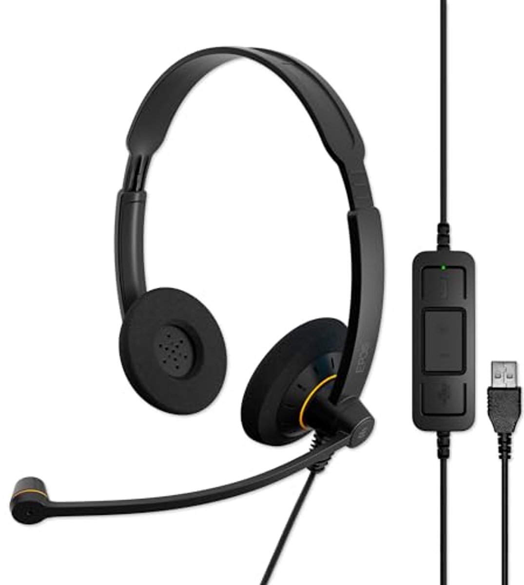 Dubbelzijdige UC-headset met In-Line Call Control voor Skype, Wit en Grijs
