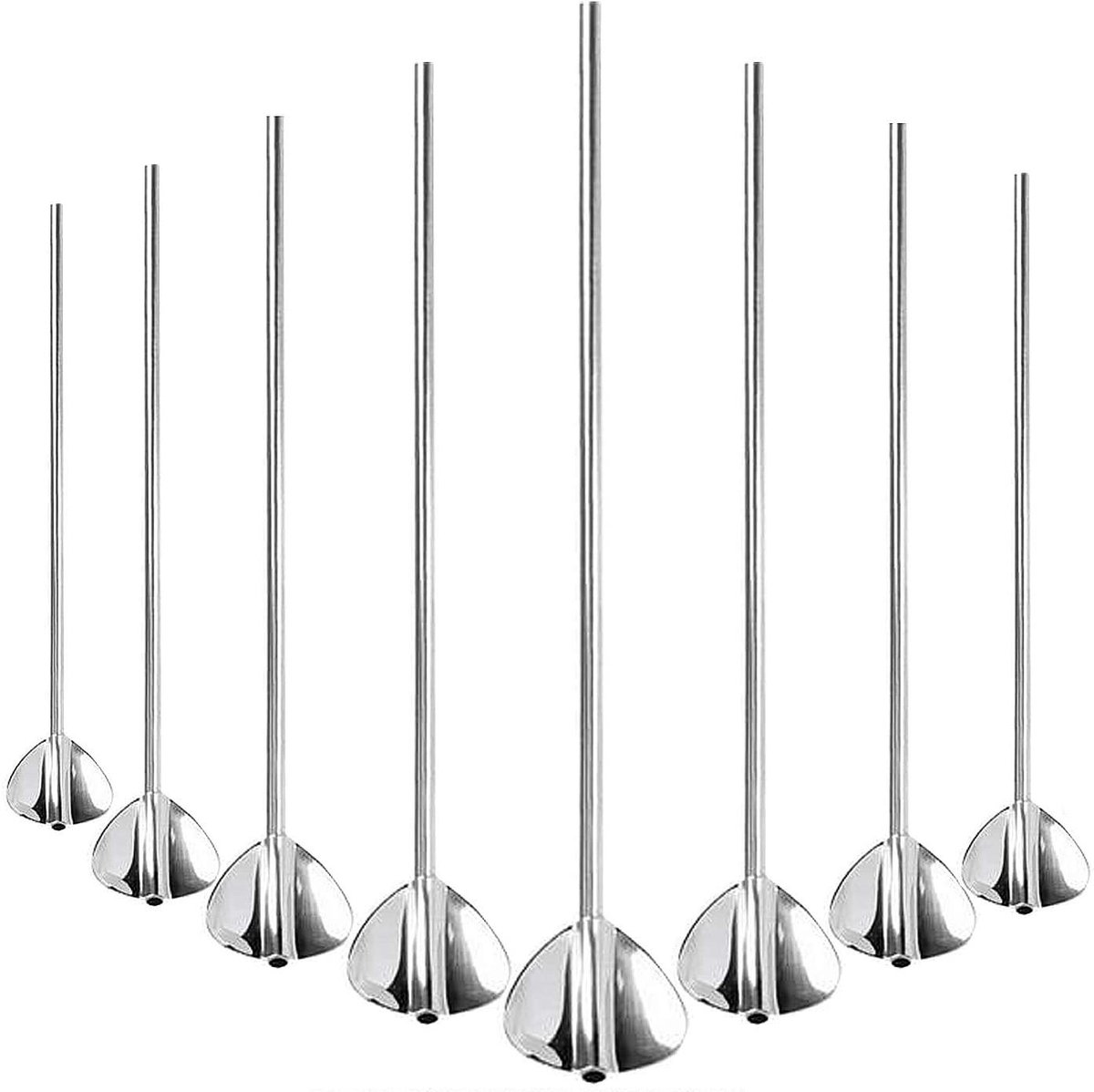 Cuhostki-8-Stukken-Roestvrij-Staal-Heart-Shaped-Straw-Spoon-Zilver-Multifunctioneel