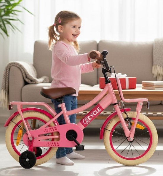 2Cycle Transportfiets 14 inch (3 tot 5 jaar) voor meisjes roze van 2Cycle — afbeelding 2