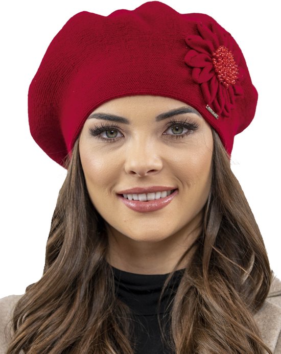 VIVISENCE Elegante baret voor dames met klassieke snit van warm garen