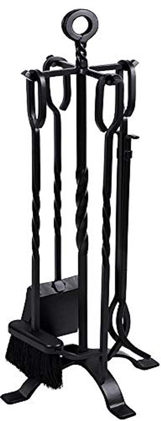 Amagabeli 26.5 (67,3 cm) 5 stuks open haard gereedschap sets zwart handvat smeedijzeren grote brand gereedschap set en houder outdoor Fireset vuurplaats stand indoor rustieke tang schop antieke