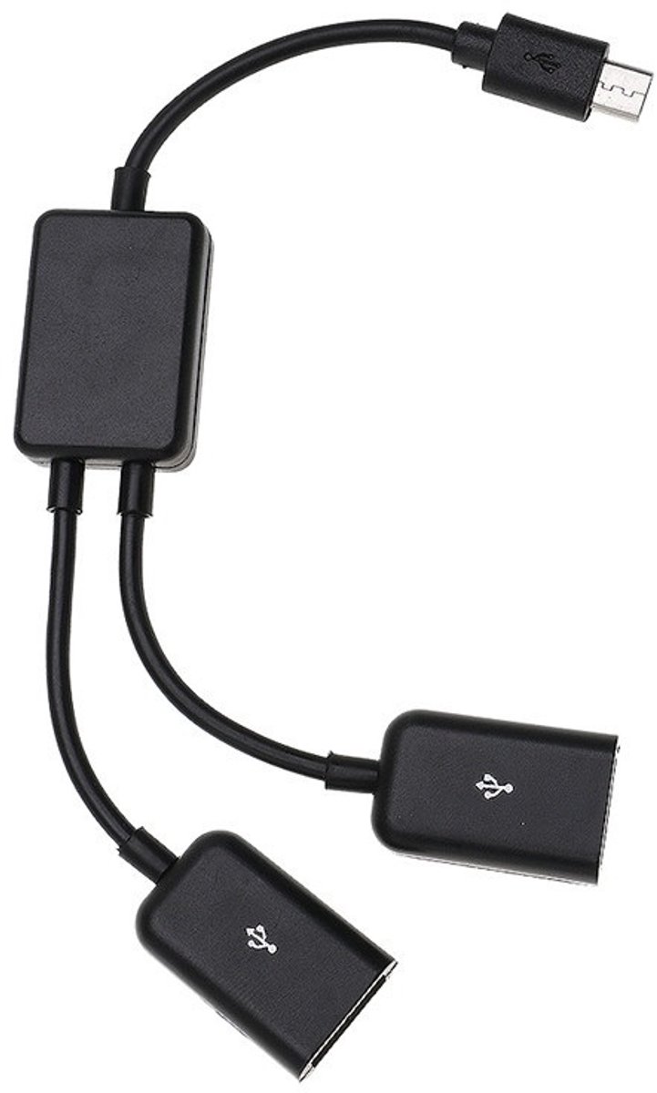 USB Micro B hub met 2 USB-A poorten - busgevoed - USB2.0 / zwart - 0,15 meter