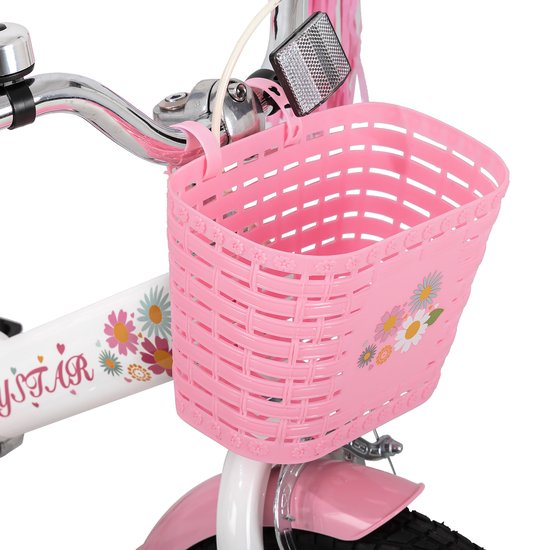 Joystar Little Daisy Meisjesfiets - 16 Inch - Mandje - Poppenzitje - Zijwieltjes - Bel - Handrem - Wit van JOYSTAR — afbeelding 4