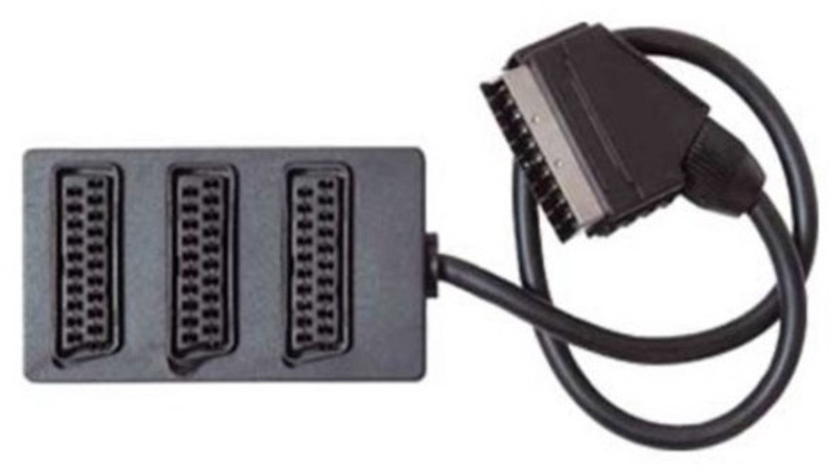 Scart verdeelbox met 3 aansluitingen / zwart - 0,40 meter