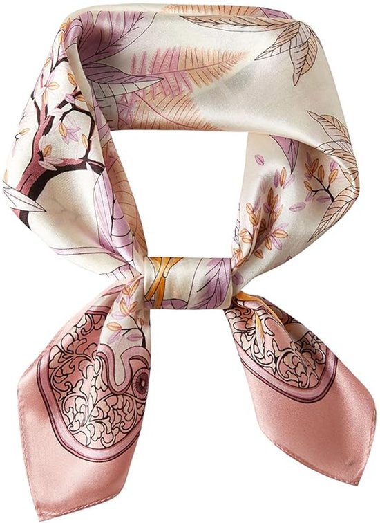 Foto: Vitdipy dames sjaal van pure moerbeizijde bandana s halsdoek hijab turban hoofddeksel klein vierkant 53 x 53 cm