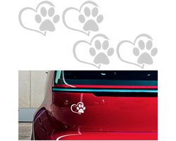 4 stuks hondenvoetafdruk zelfklevende autodecoratie, schattige poot autostickers, hondenpoot print liefde sticker, autopoot print stickers, automotive universele waterdichte decoratieve
