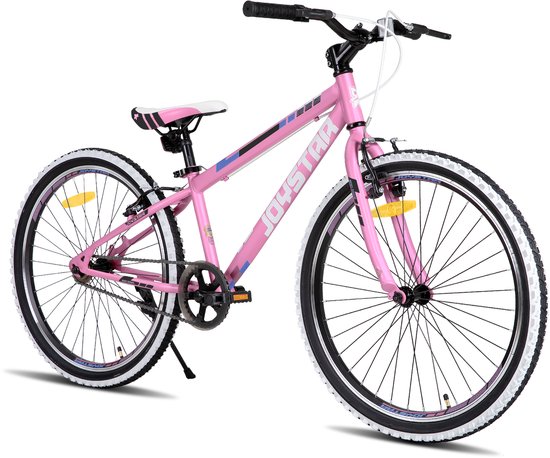 JOYSTAR Lubbock 24" Kinder Hardtail Mountainbike - 1 versnelling - V-brake - Witte noppenbanden - Roze - Geschikt voor buitenactiviteiten in de lente van JOYSTAR — afbeelding 2