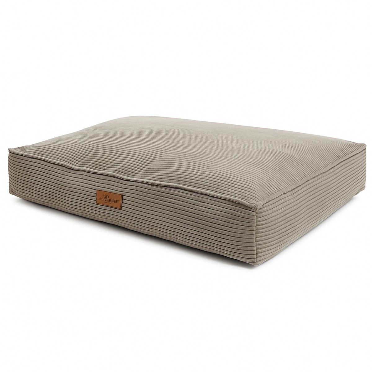By Cee Cee Orthopedisch Hondenkussen 100 x 70 Cm - Geschikt Als Benchkussen & Hondenbed - Hondenmand Met Wasbare Hoes - Hondenkussen XL - Foam Flakes Vulling - Ribstof Mokka Taupe - Bowie