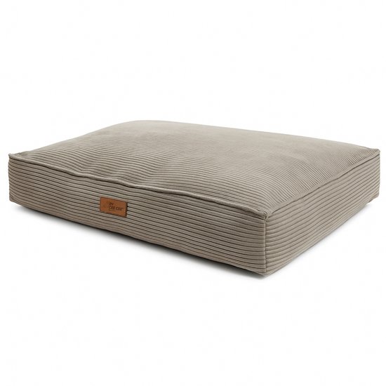 Coussin orthopédique pour chien By Cee Cee - Panier orthopédique pour chien - Coussin pour chien XL - Rembourrage en flocons de mousse - Tissu côtelé moka taupe - 100 x 70 x 18 cm - Bowie