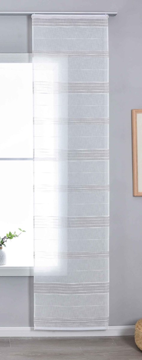 Ibenzoa® Stijlvol Halftransparant Schuifgordijn met Modern Lijnpatroon en Paneelwagen
