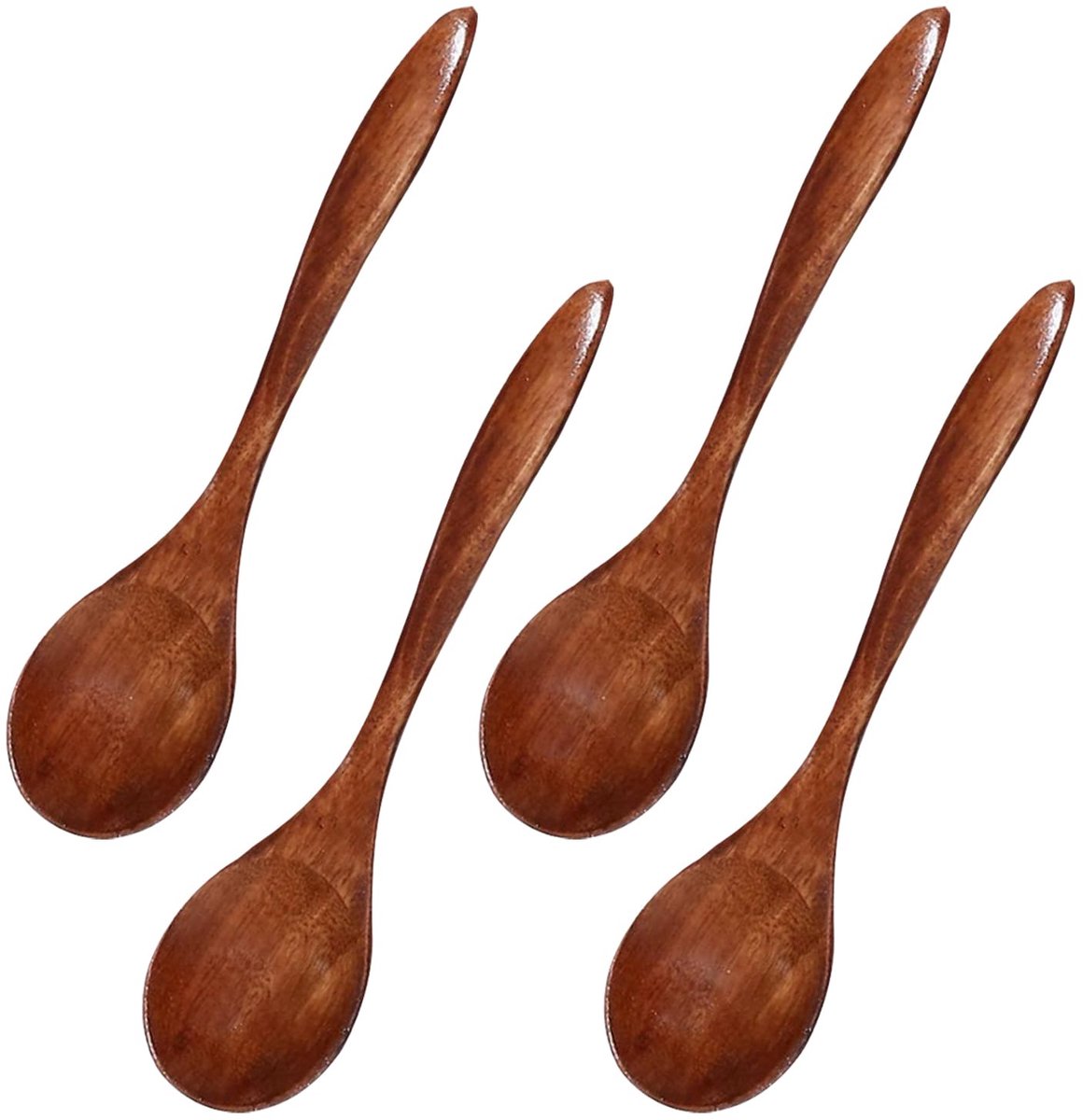 4 spoons of natural wood, kitchen accessories for coffee, tea and soup