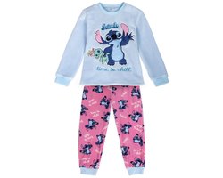 Disney Stitch Fleece Pyjama Kinderen – Time to Chill – Blauw & Roze – Officieel Gelicenseerd – Zachte Winter Pyjama Meisjes